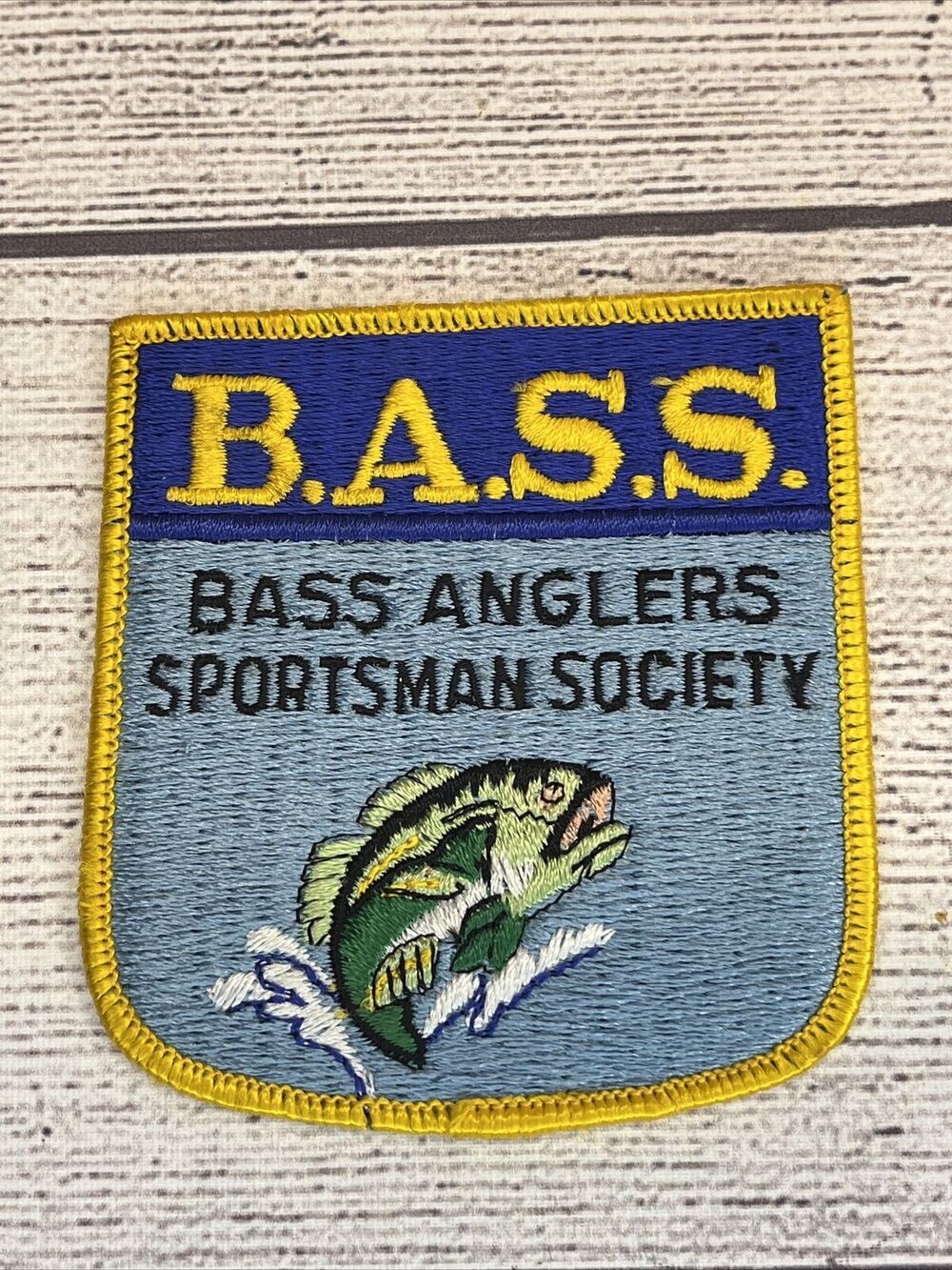 BASS ANGLERS SPORTSMAN SOCIETY VINTAGE EMBROIDERED PATCH 3.5" tall